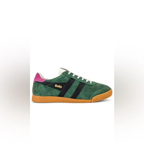 Gola Women's Elan Leather Sneaker Evergreen/Black/Fuchsia - Picture 3 of 16